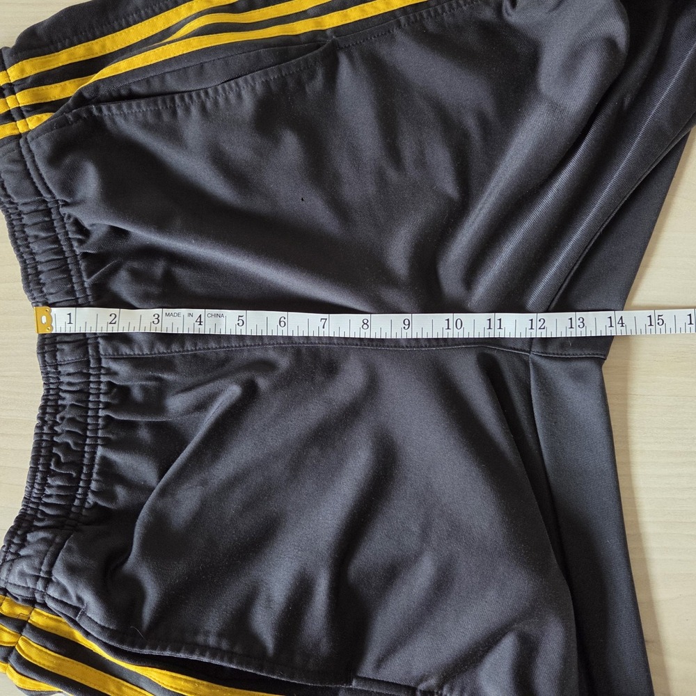 Vintage 2003 Adidas Snap Button Track Pants - Men's Medium Black/Yellow Thrashed - Picture 4 of 13